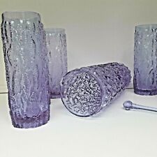 Set 6 bicchieri e brocca metà secolo brutalista cristallo alessandrite Murano anni 70 