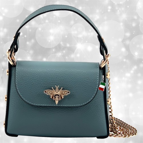 Borsa blu pelle media