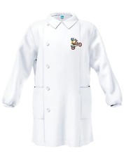 Siggi Grembiule asilo BAMBINO, Colore BIANCO con Ricamo, 2-3-4-5-6 ANNI