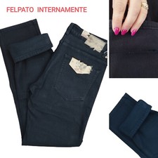 Jeans NERO uomo TAGLIE FORTI felpato INVERNALE pantaloni foderati IN PILE CALDO