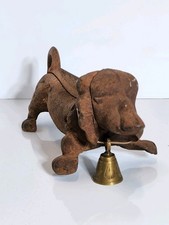 Antico cane inglese in ghisa con campana primi '900 scarpiera scarponi raschietto
