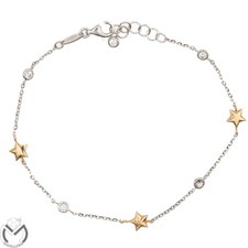 Bracciale oro bianco rosa 18 kt 750 stelle con diamanti 0,25 ct -802/ST-
