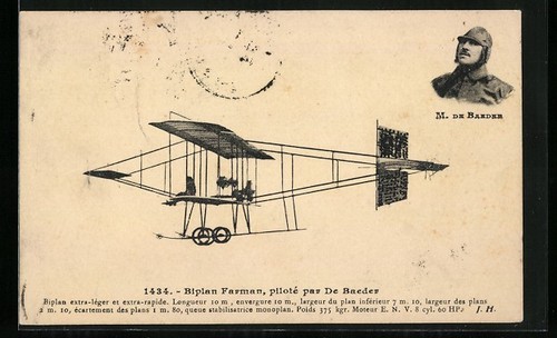 Cartolina pilota aereo de - cartolina, m.