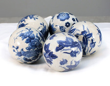 Sfera sfera porcellana vintage sfere smalto crepato 5 pezzi floreale chinoiserie flo blu