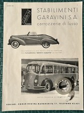 Rara Pubblicita’ FIAT 1100 Trasformabile e Autobus FIAT  656 RNL GARAVINI 1939
