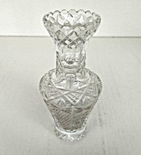 Vaso Portafiori Fioriera Piccolo in Cristallo di Boemia Decorato Vintage cm 15