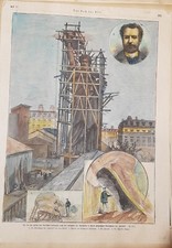 xilografia colorata a mano New York statua della libertà in impalcatura 1884 mr Eiffel