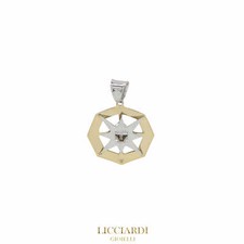 Ciondolo uomo rosa dei venti  oro bicolore 18kt