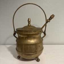 Calderone antifuoco vintage ottone massiccio con bacchetta pomice Giappone