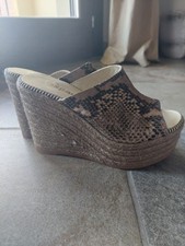 Espadrillas In Pelle Zeppa Marrone