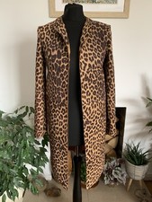 Giacca spolverino cappotto blazer coatigan Zara stampa leopardata ecopelle scamosciata - taglia XS