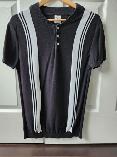 Mens black white striped - mens, knit