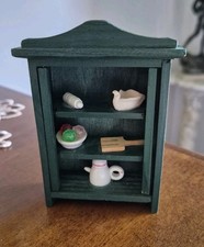 CASA DELLE BAMBOLE Piccola Vetrina Scaffale Verde Legno