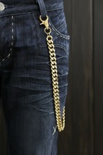 Catena Portachiavi In Metallo Dorato Per Uomini Biker Jeans Trucker Moto 25"