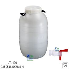 FUSTO IN PLASTICA 100 LT. PER ALIMENTI TAPPO A VITE BOCCA LARGA PREDISPOSTO