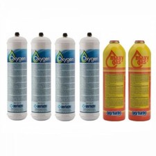 4 BOMBOLE OSSIGENO + 2 BOMBOLE MAXY GAS 350 gr PER SALDATURA TURBO SET 90