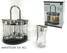 OFFERTA PORTA SPEZIE STAND + 6 BARATTOLI 8-CL ACCIAIO & VETRO PORTASPEZIE DROGHE