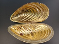 Antica Ciotola Porta Burro Burriera Metallo Forma di Conchiglia Vintage 20 cm