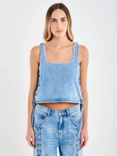 VICOLO Top Denim Donna Celeste