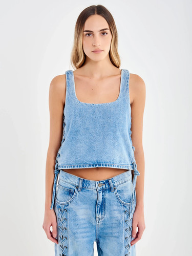 Vicolo top denim - denim, celeste