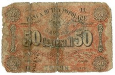 50 CENTESIMI FIDUCIARIO BANCA MUTUA POPOLARE SAVONA PRIMA EMISSIONE 1870 MB