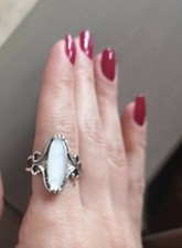 Anello Ovale gotico specchio perlato anello fascia larga vintage bohochic etnico