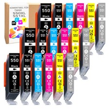 18 cartucce stampante per Canon PGI550 XL CLI551 XL PIXMA iP8750 con grigio