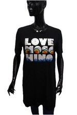 Love Moschino Taglia 44 T-shirt Donna Nera Logo Arcobaleno Originale Abito