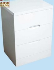 Cassettiera in legno laccato Bianco Lucido a specchio. 3 Cas. 50x40x67h ART.6574