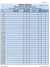 Patient Sign-In Sheets, 8-1/2"