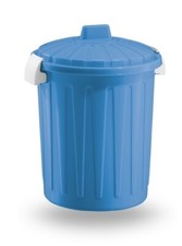 Pattumiera bidone con Coperchio Chiusura a Ganci Colore Blu 50 litri