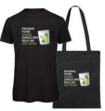 GIN TONIC Abbigliamento Tshirt + shopper frasi divertenti alcol cocktails