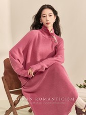 Maglione donna rosa collo alto