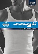 6 PEZZI VOGATORE SPALLA STRETTA CAGI 1100 COSTINA 100% COTONE CANOTTIERA BIANCA 