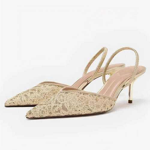 Gold mesh embroidered floral - gold,