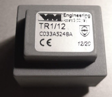 TRASFORMATORE PROTETTO VM ENGINEERING TR1/12, 230V – 12V – 1VA, NUOVO (NOS)