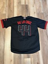 Maglia Elly De La Cruz #44 City Cincinnati Reds nera GIOVENTÙ MEDIA cucita