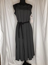 Abito midi Voir Voir nero a pois senza maniche taglia 8 vecchi soldi bella donna