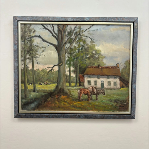 Dipinto olio paesaggio vintage
