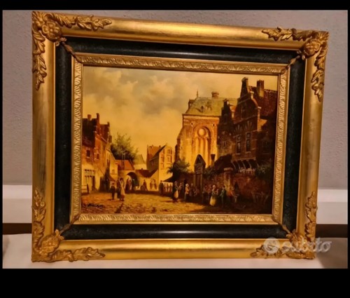 Vecchio quadro dipinto olio - quadro, ad