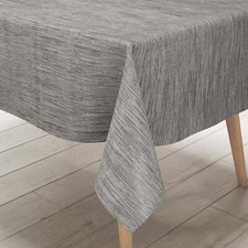KEVKUS Tela Cerata Tovaglia Impresso P733-9 Struttura Lino Grigio Rotondo Ovale