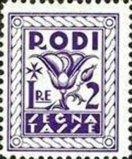 Francobollo - Egeo Rodi - Segnatasse croce di malta - 2 L - 1934 - Usato