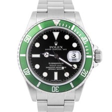 CARTOLINE ROLEX SUBMARINER DATA 40mm KERMIT acciaio inox verde 16610 LV BOX