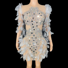 Abito Sparkly Crytals Piume