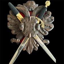 Targa da parete vintage Toledo Spagna stemma con spade 13” per 8” VG