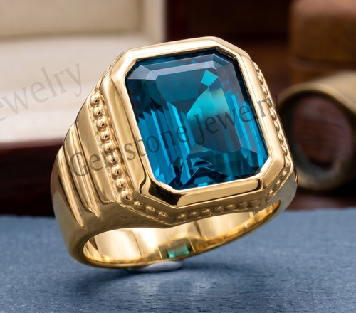 Anello uomo topazio - blu, per