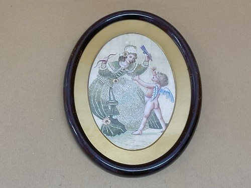 Oval silkwork and watercolour - oval,