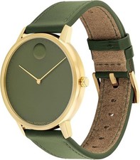 Orologio svizzero Movado Face cinturino pelle verde oro 41 mm 3640118
