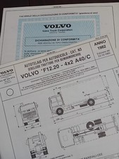 TRATTORE VOLVO TRUCK F12.20 4x2 A40/C SCHEDA OMOLOGAZIONE ORIGINALE 1982