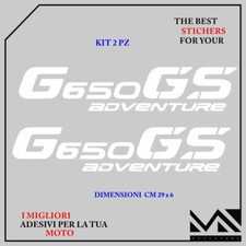 KIT 2 ADESIVI VALIGE Stickers DECAL MOTO BMW G 650 GS ADVENTURE COLORE BIANCO